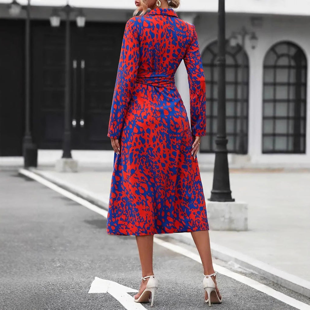 Abito chemisier donna midi con stampa