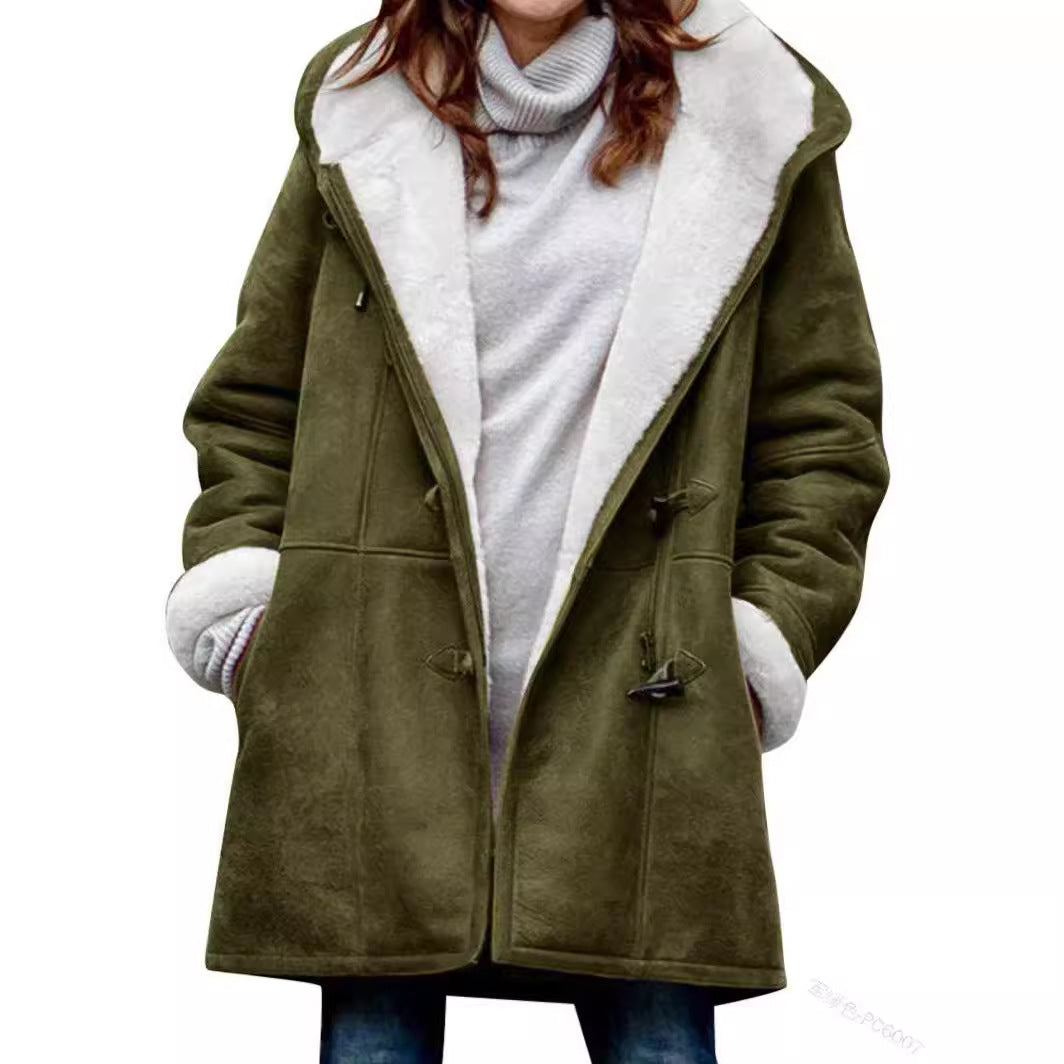 Parka Invernale da Donna Caldo con Cappuccio | Cappotto Lungo in Peluche