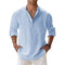 Men's Long Sleeve Linen Shirt – Korean Collar