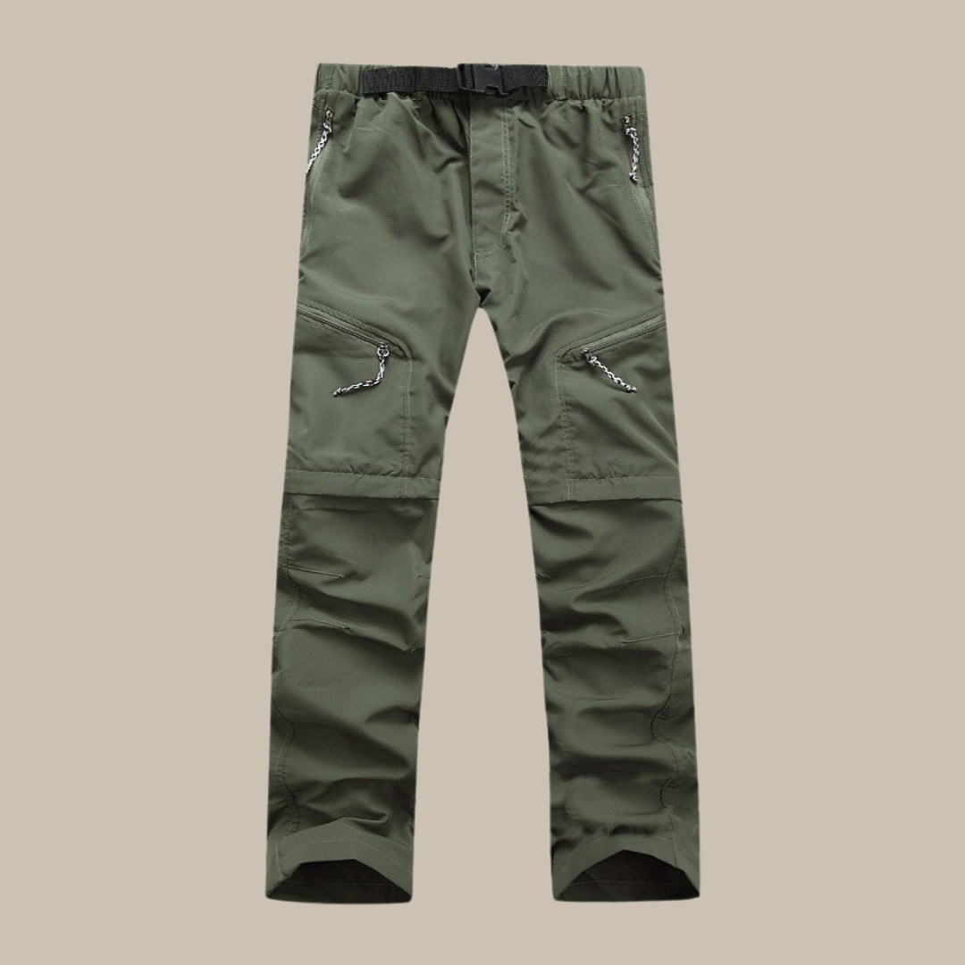Convertible Men's Pants with Elastic Waist and Zippers