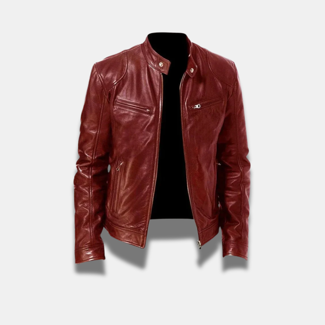 Férfi klasszikus bőrdzseki – Magas minőségű, slim fit motoros dzseki