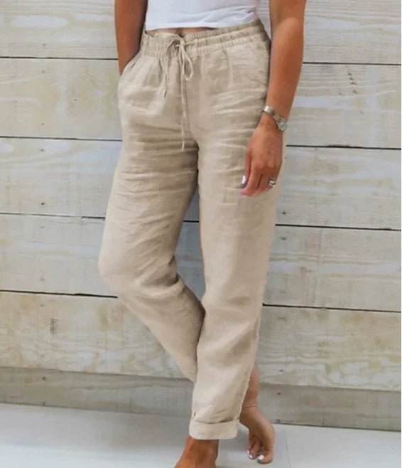 Women's Linen and Cotton Pants – Lightweight, Breathable with Elastic Waistband