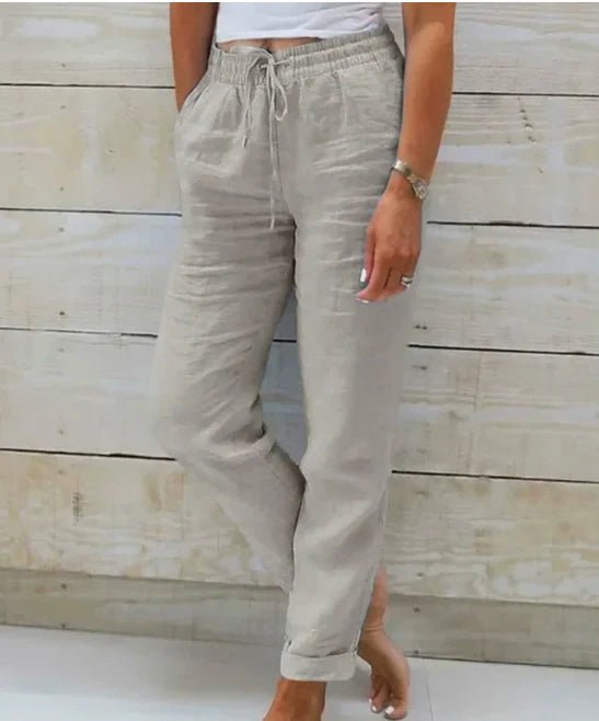 Women's Linen and Cotton Pants – Lightweight, Breathable with Elastic Waistband
