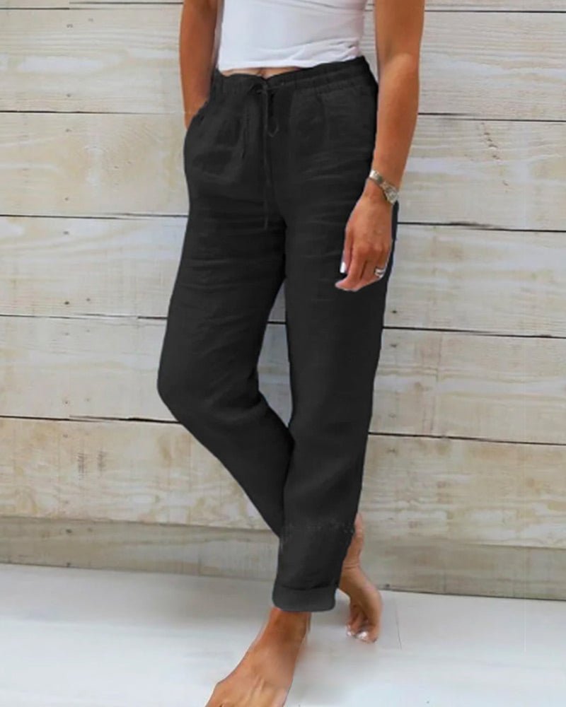 Women's Linen and Cotton Pants – Lightweight, Breathable with Elastic Waistband