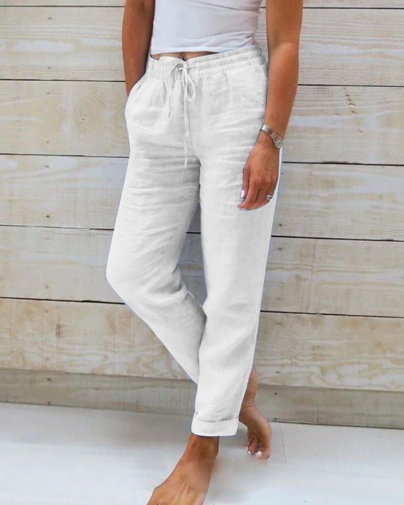 Women's Linen and Cotton Pants – Lightweight, Breathable with Elastic Waistband