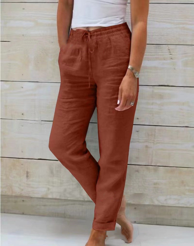 Women's Linen and Cotton Pants – Lightweight, Breathable with Elastic Waistband