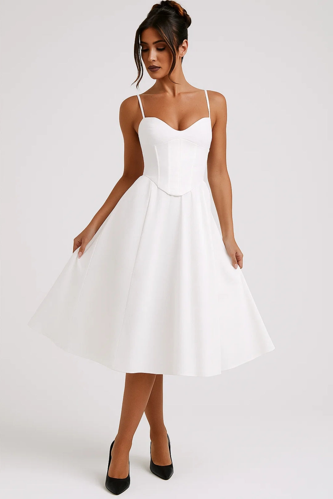 Abito Midi Donna - Bustier Taglio Svasato Bretelle | Romantico