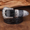 Men's leather belt in western style - Engraved buckle, classic cowboy style