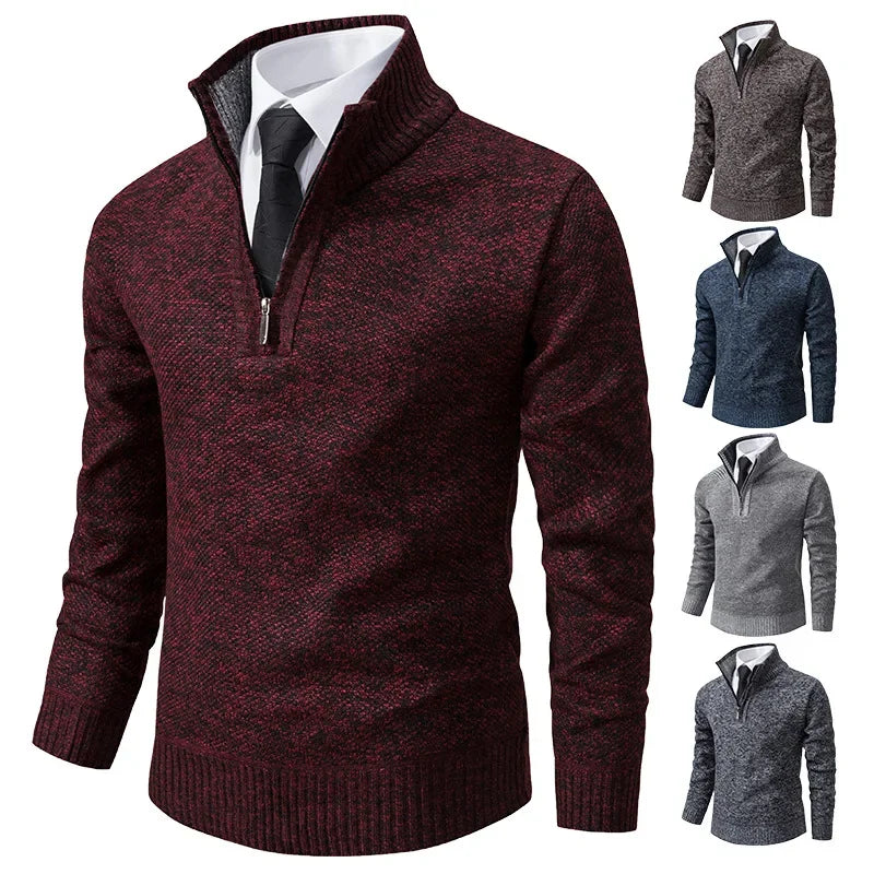 Fabio - Pullover a mezza zip foderato in pile