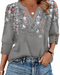Blouse à col en V à manches longues avec une coupe ample