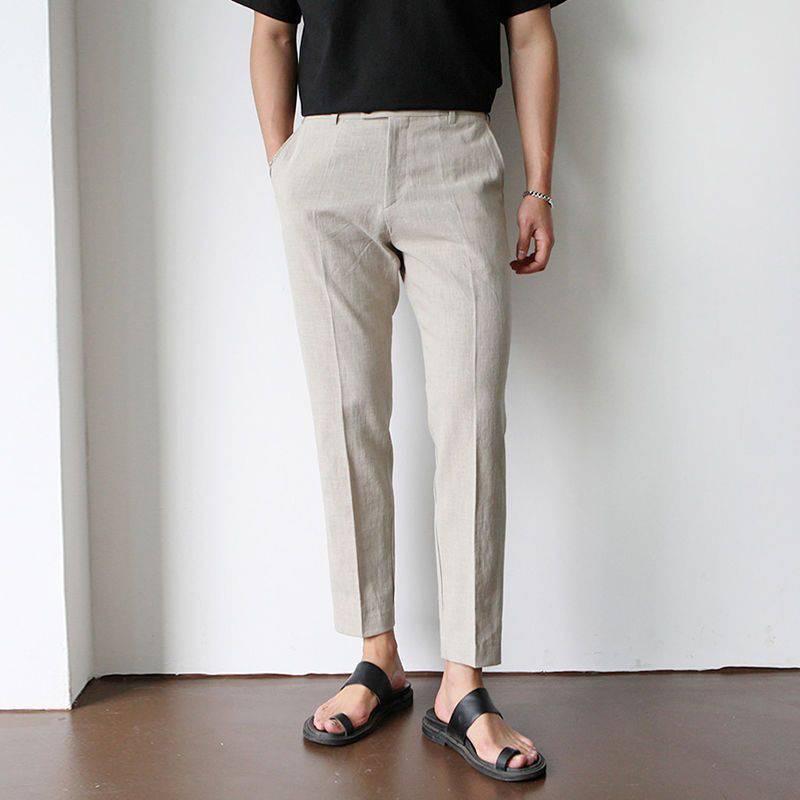 Pantaloni eleganți bărbați cu picior drept și buzunare laterale