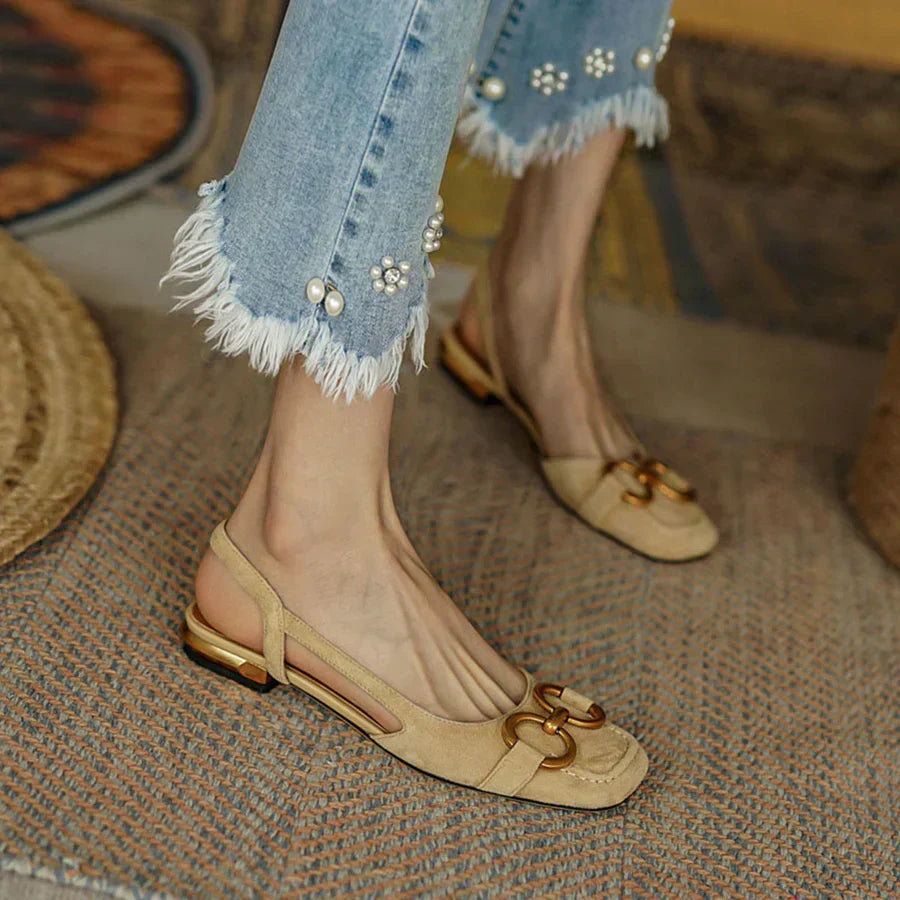 Women's Closed-Toe Ballerina Slingback with Bow