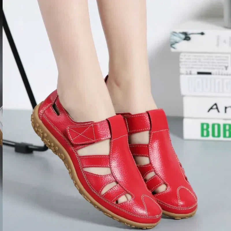 Sandales vintage en cuir véritable