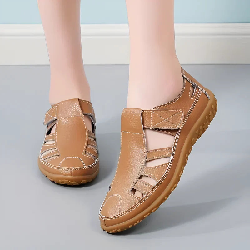 Sandales vintage en cuir véritable