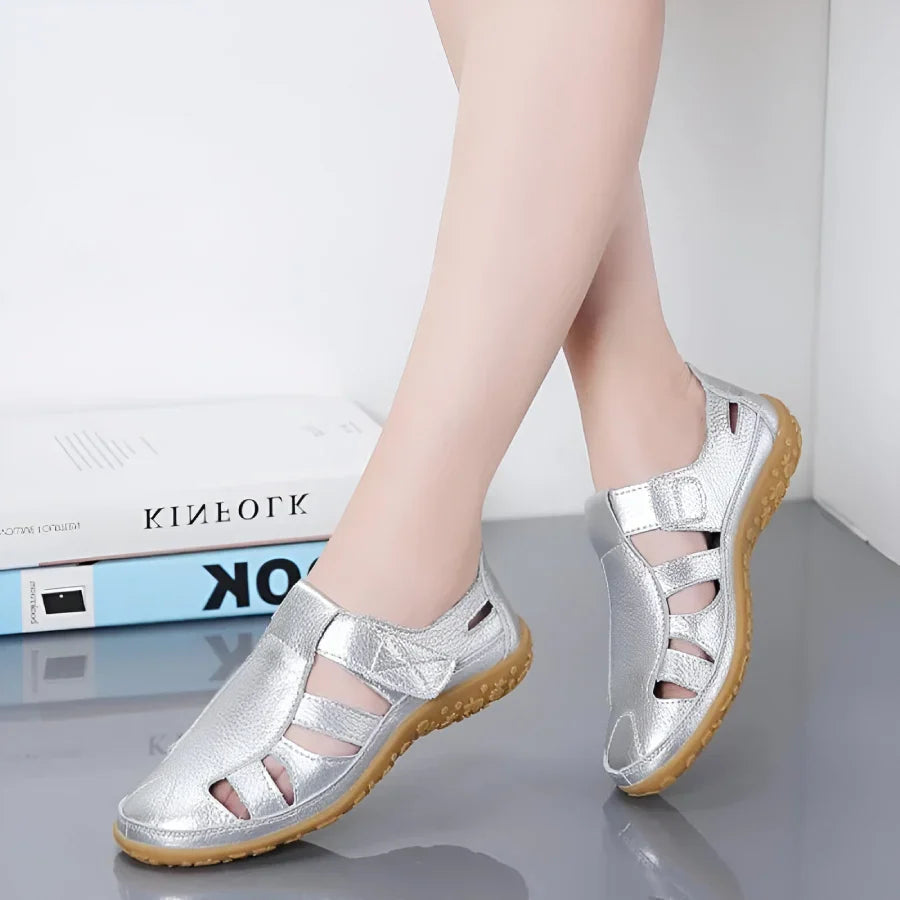 Sandales vintage en cuir véritable