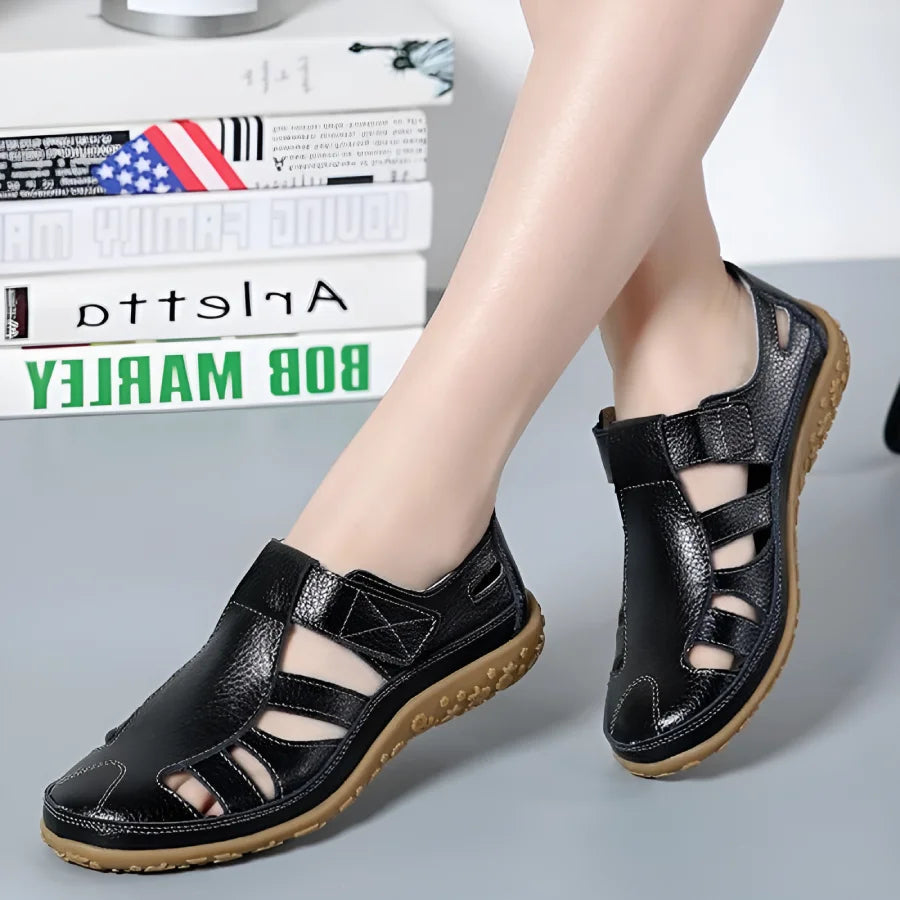 Sandales vintage en cuir véritable