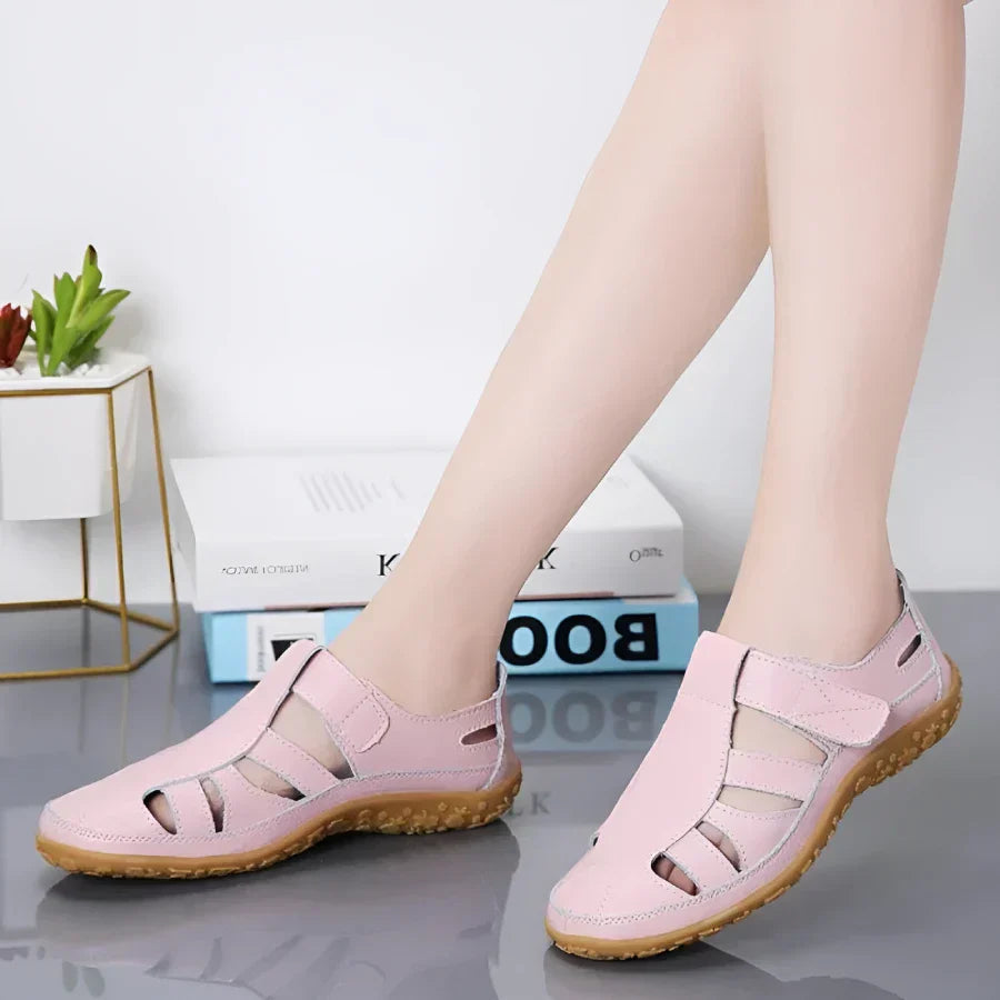 Sandales vintage en cuir véritable