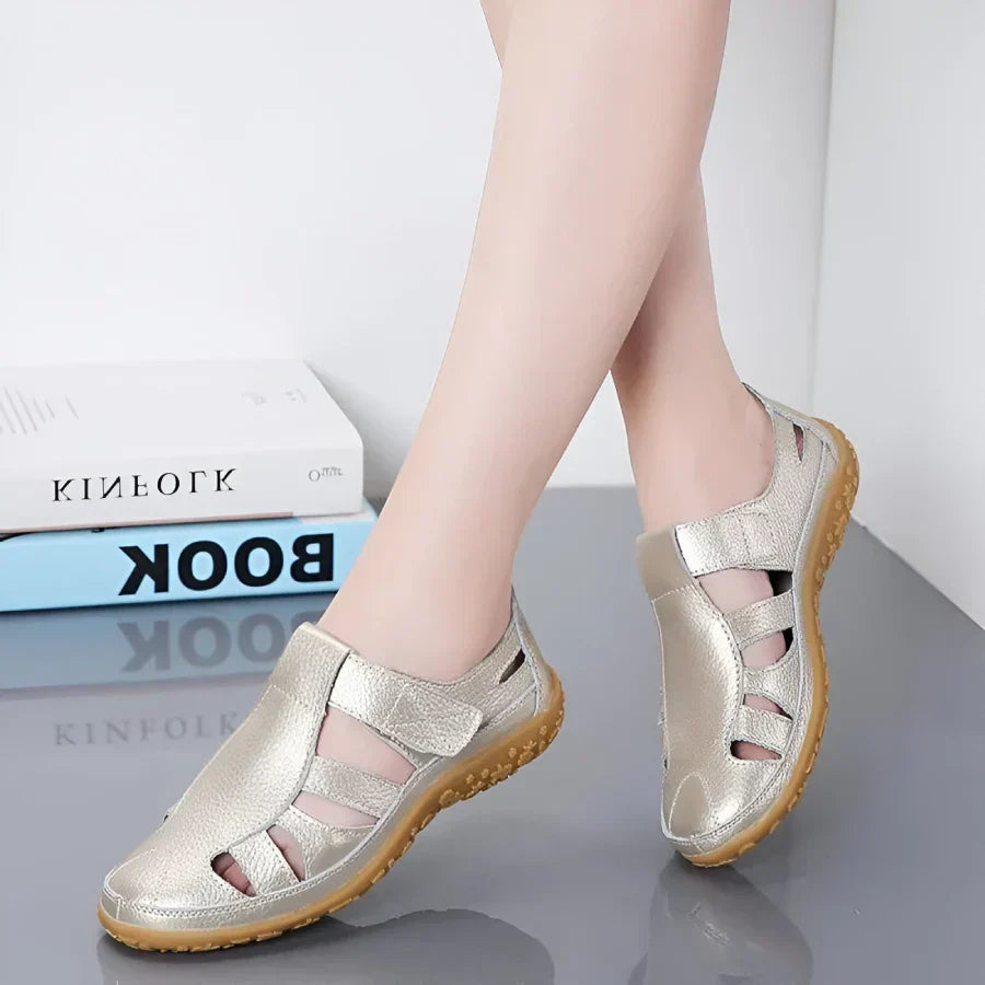 Sandales vintage en cuir véritable
