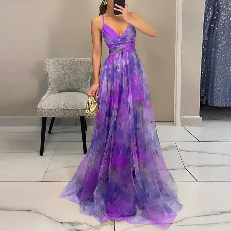 Robe longue pour femme Bella – Robe d'été fleurie avec fermeture réglable et silhouette fluide