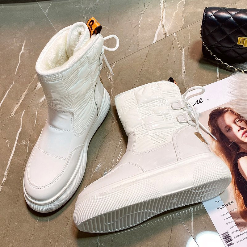 Sneakers Stivaletti Invernali Caldi da Donna con Suola Spessa | Scarpe Casual Alte con Lacci