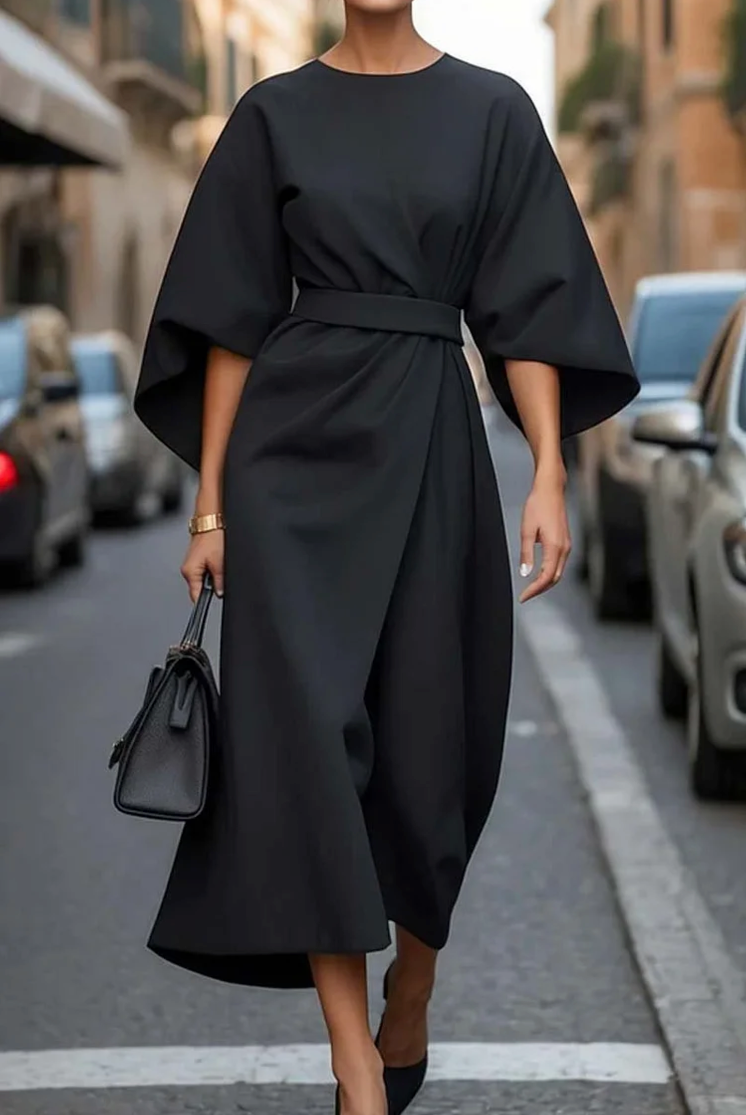 Louise Elegant Dress for Women – Feminine Design with Lantern Sleeves and Adjustable Waist