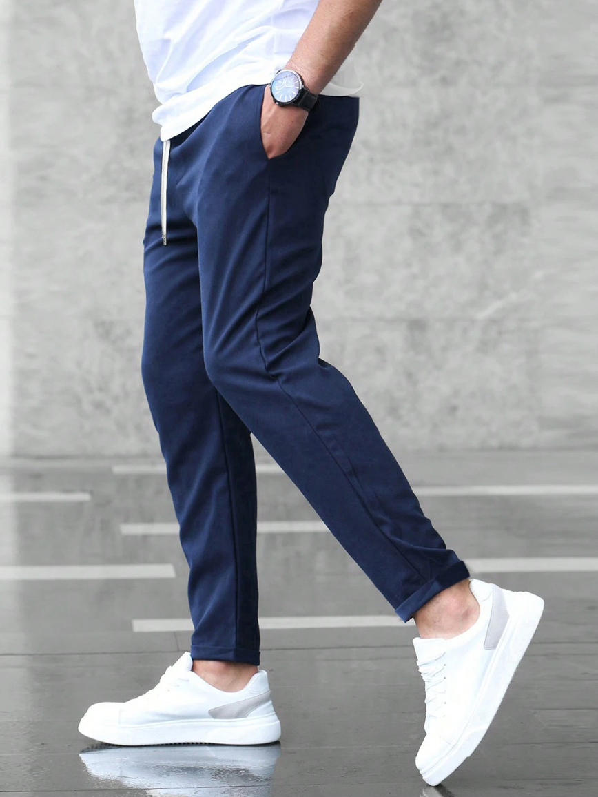 Herrebukser med stretch – komfortable med snøre – elastiske chinos