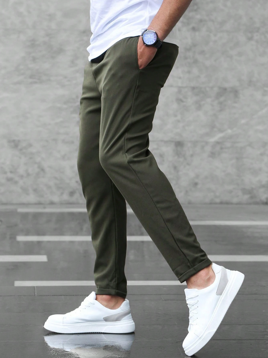 Herrebukser med stretch – komfortable med snøre – elastiske chinos