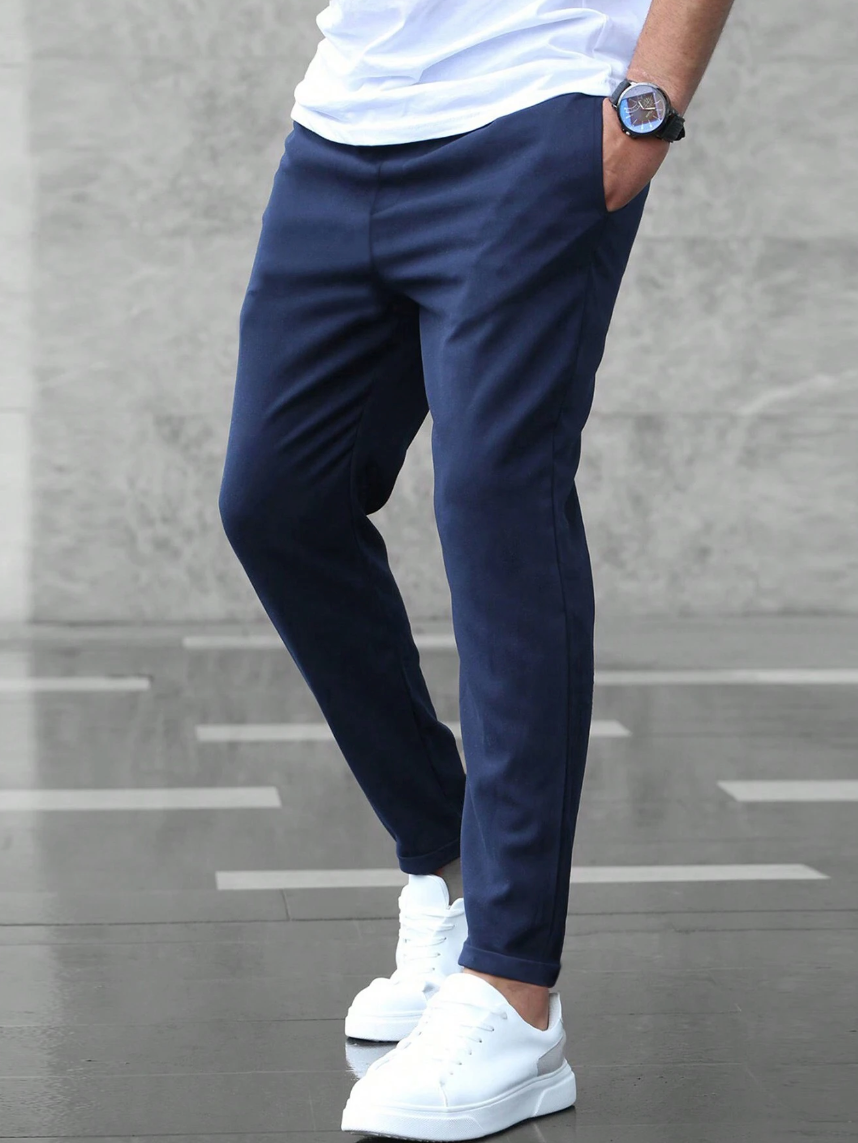 Herrebukser med stretch – komfortable med snøre – elastiske chinos