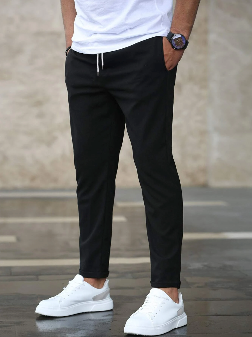 Herrebukser med stretch – komfortable med snøre – elastiske chinos