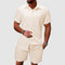 Conjunto de verano para hombre en lino y algodón – Camisa de manga corta con pantalones cortos casuales