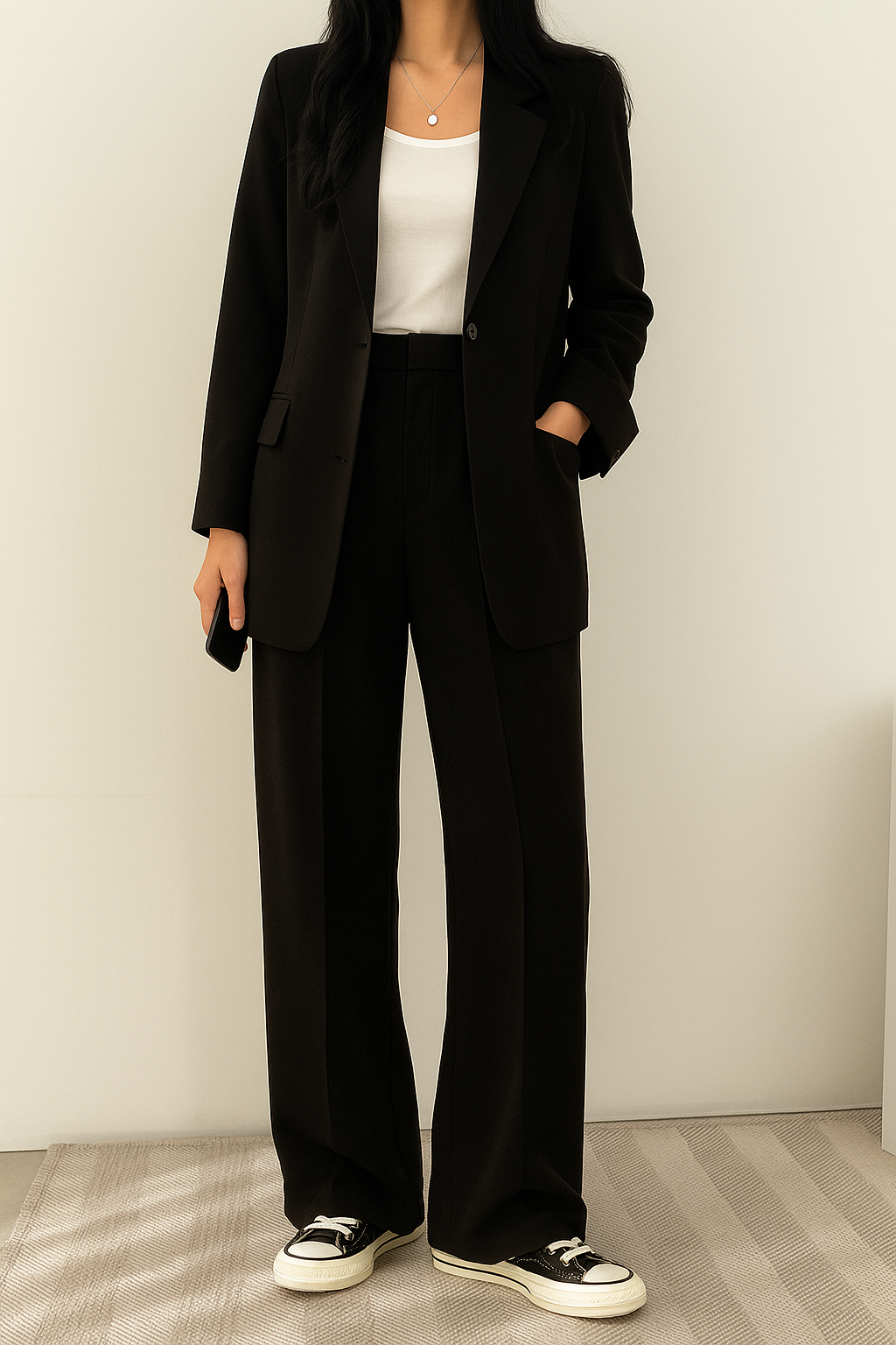 Completo Elegante da Donna con Blazer e Pantaloni a Gamba Ampia