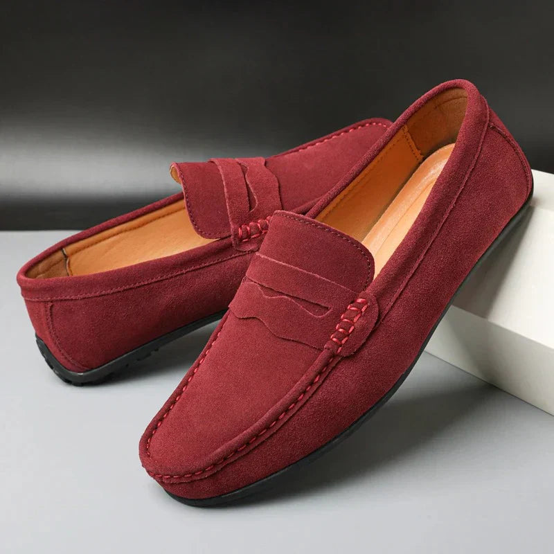 Pánské mokasíny z broušené kůže se slip-on designem