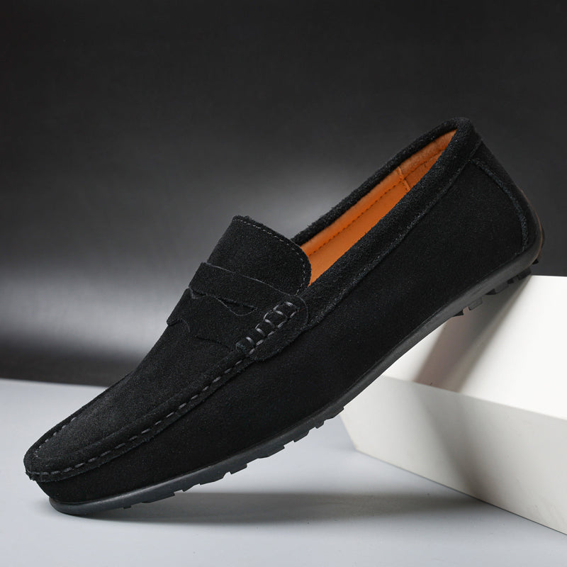 Pánské mokasíny z broušené kůže se slip-on designem