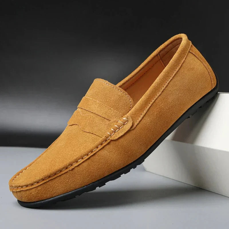 Pánské mokasíny z broušené kůže se slip-on designem