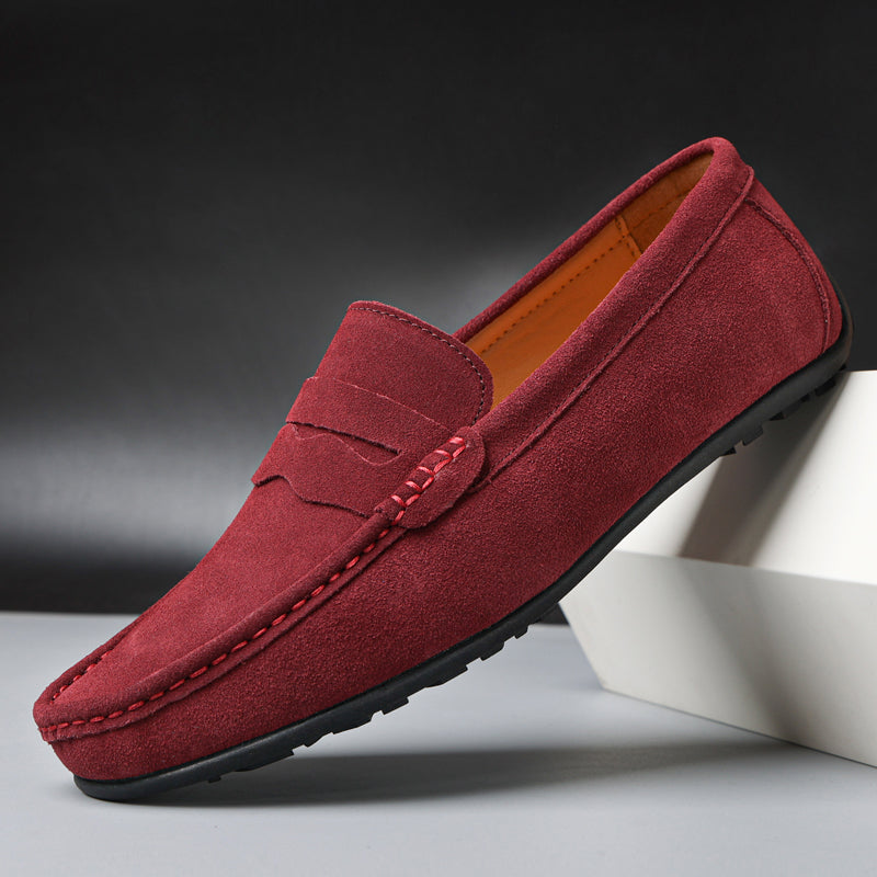 Pánské mokasíny z broušené kůže se slip-on designem