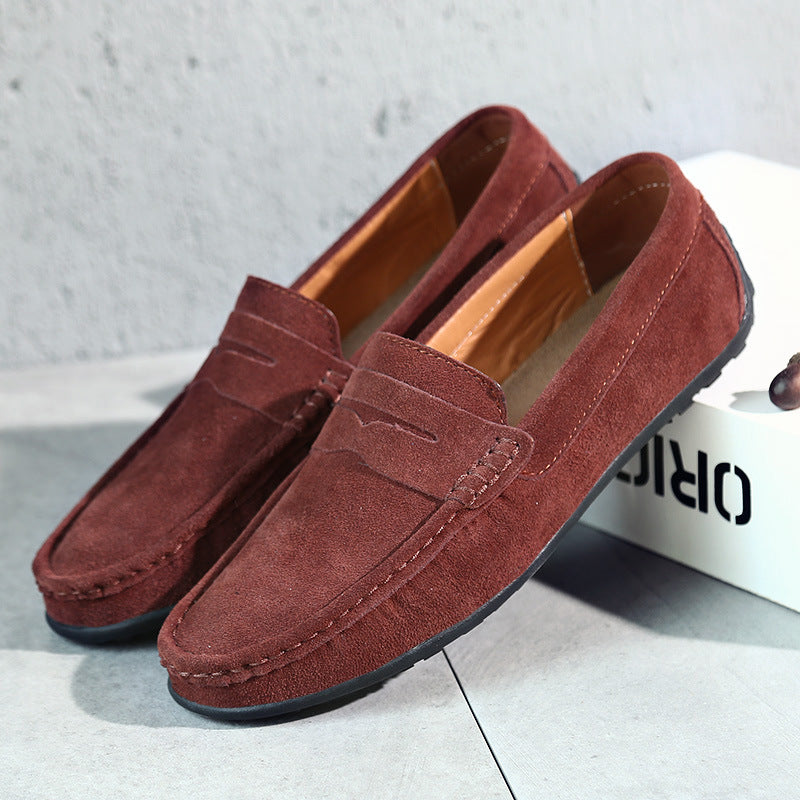 Pánské mokasíny z broušené kůže se slip-on designem