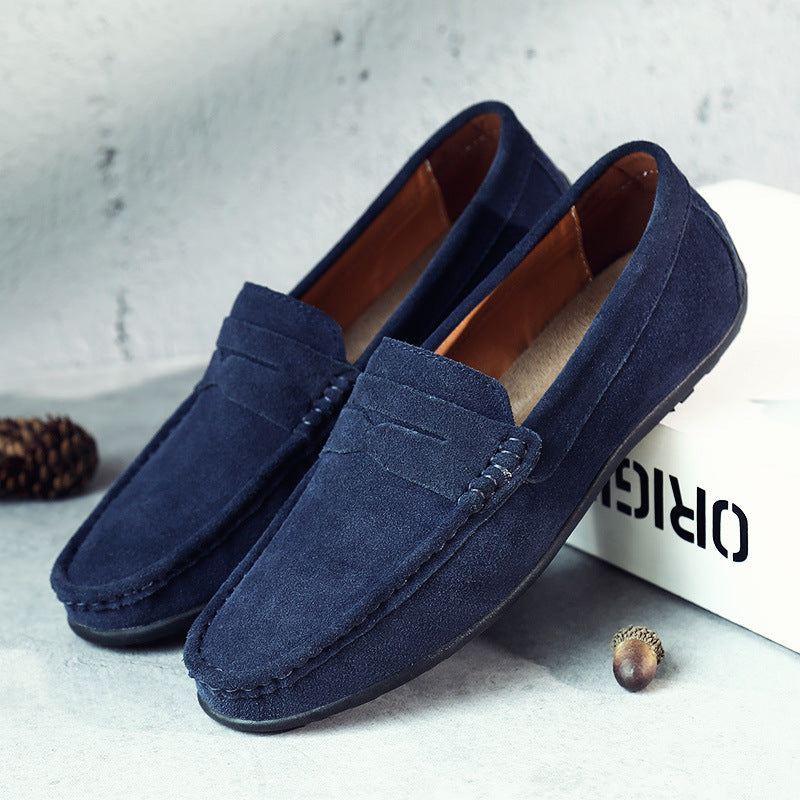 Pánské mokasíny z broušené kůže se slip-on designem