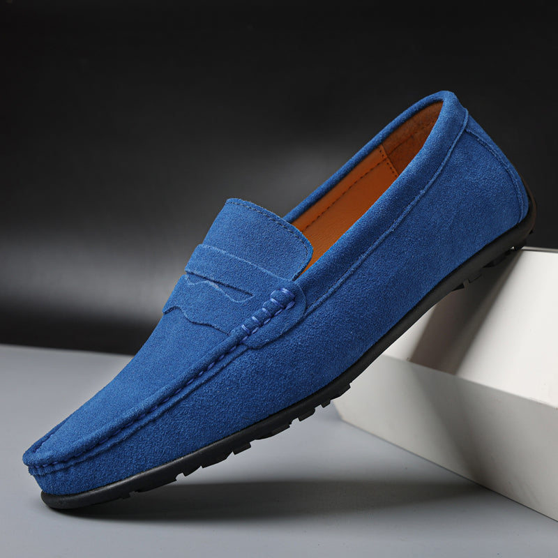 Pánské mokasíny z broušené kůže se slip-on designem