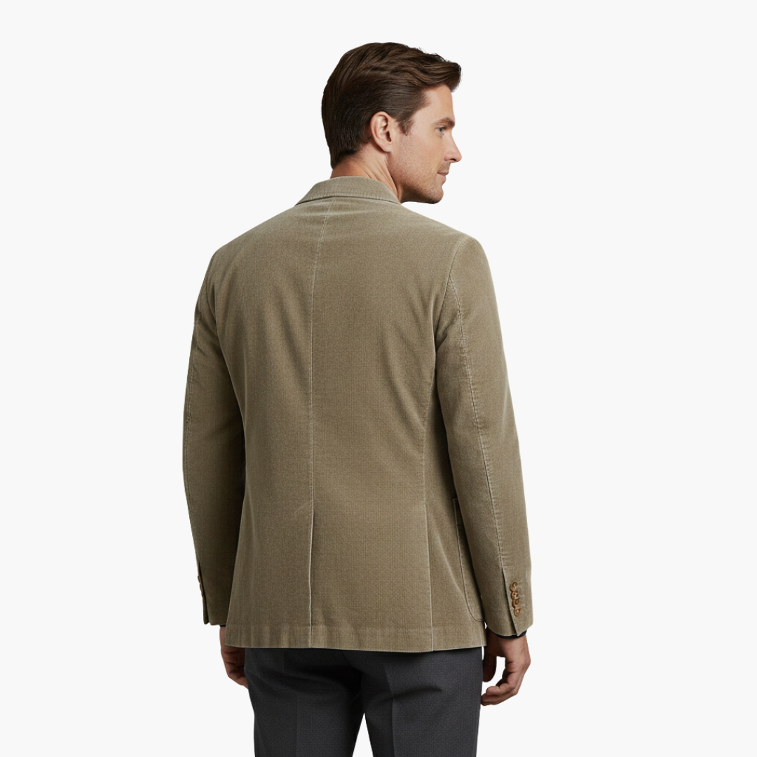 Men's jacket with classic lapel and front buttons