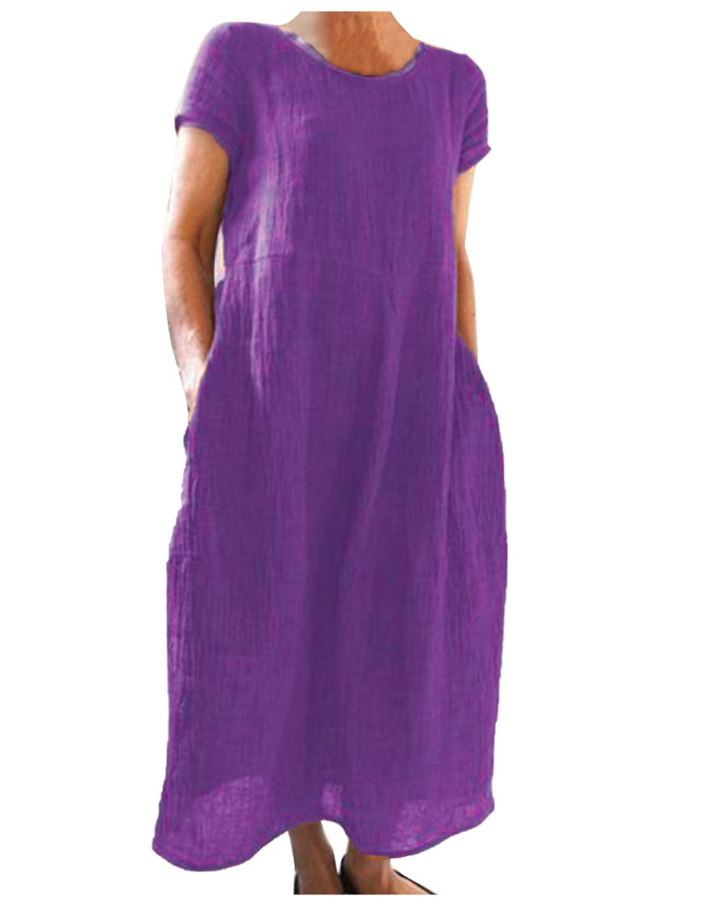 Vestido longo de linho para mulher com corte solto