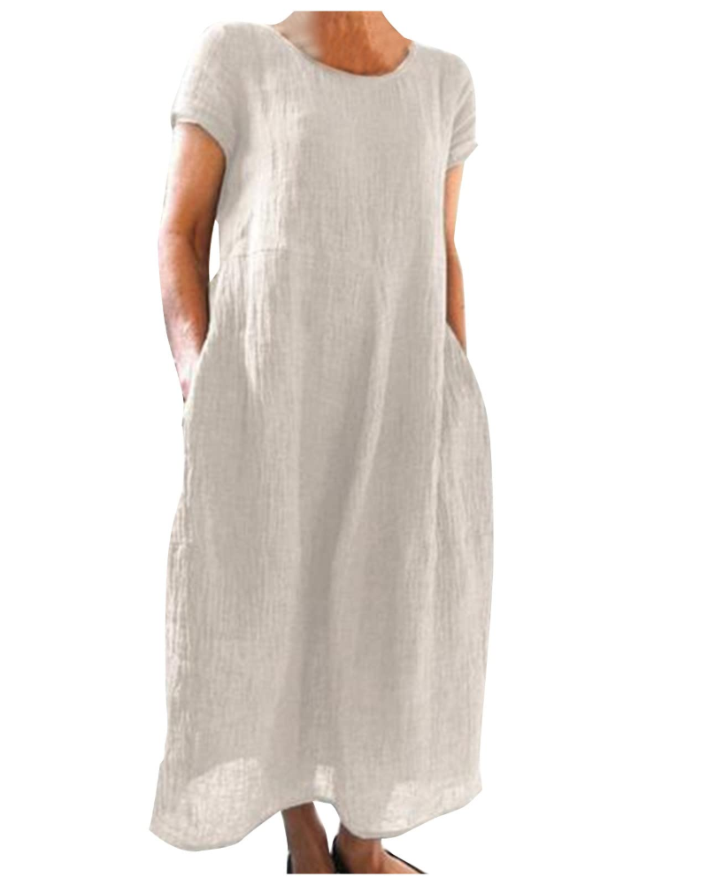 Vestido longo de linho para mulher com corte solto