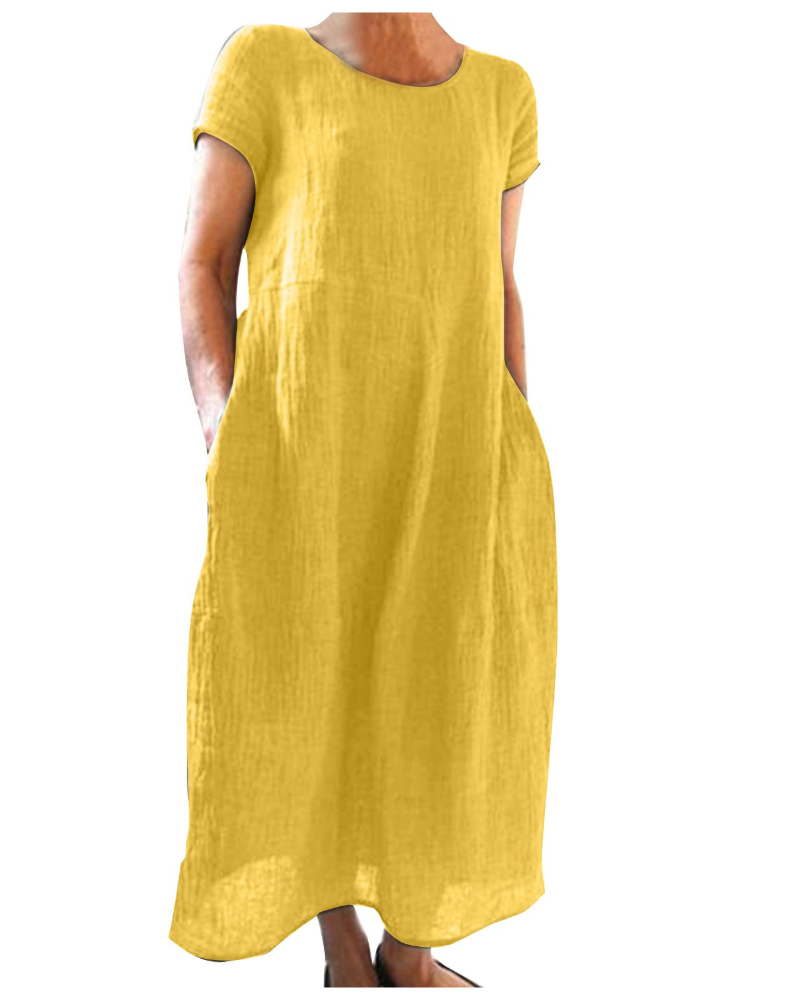 Vestido longo de linho para mulher com corte solto