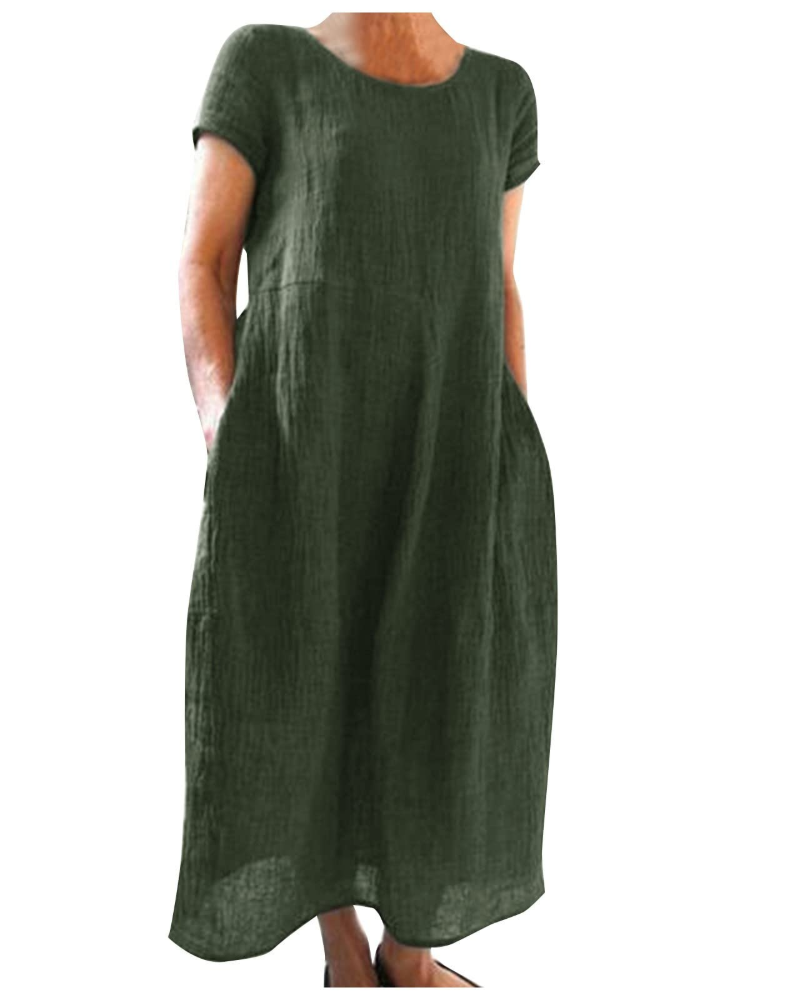 Vestido longo de linho para mulher com corte solto