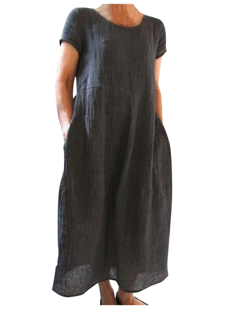 Vestido longo de linho para mulher com corte solto
