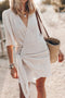 Women's Short Dress with V-Neck and 3/4 Sleeves