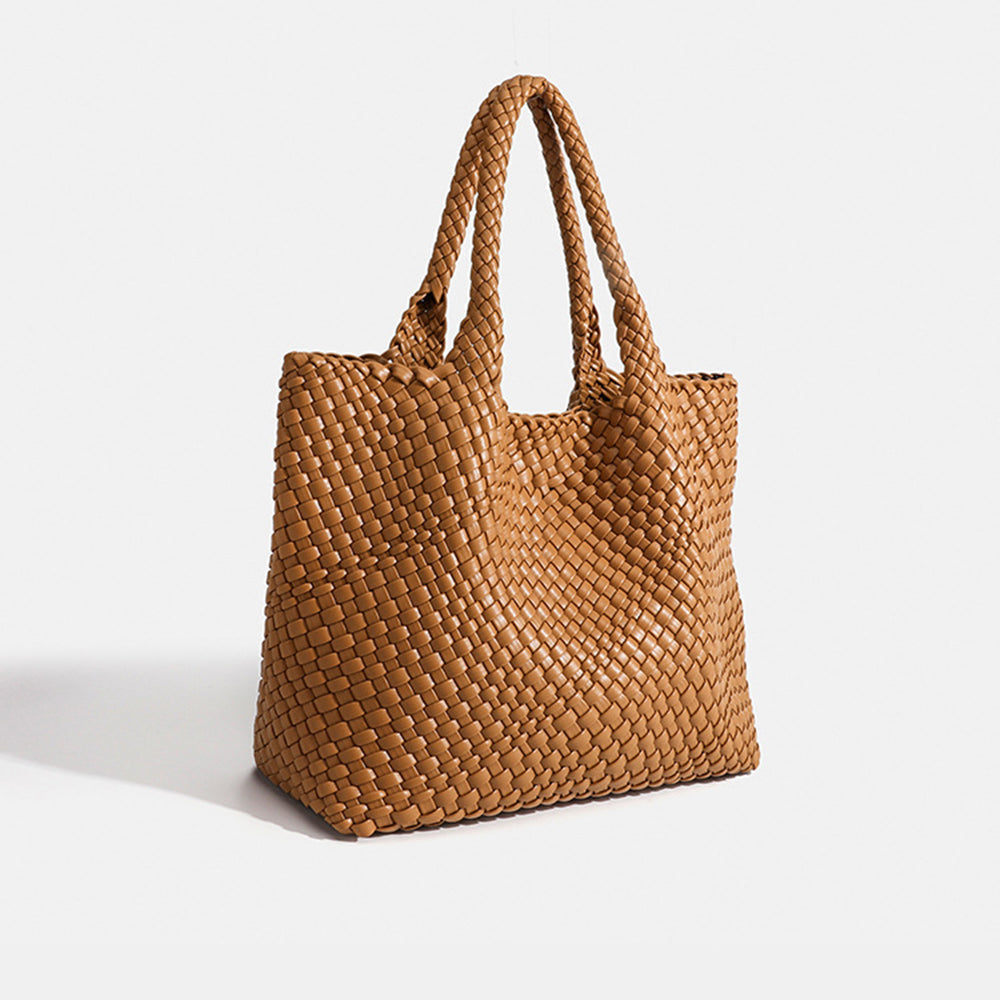 Flettet shopper-taske til kvinder med dobbelte håndtag