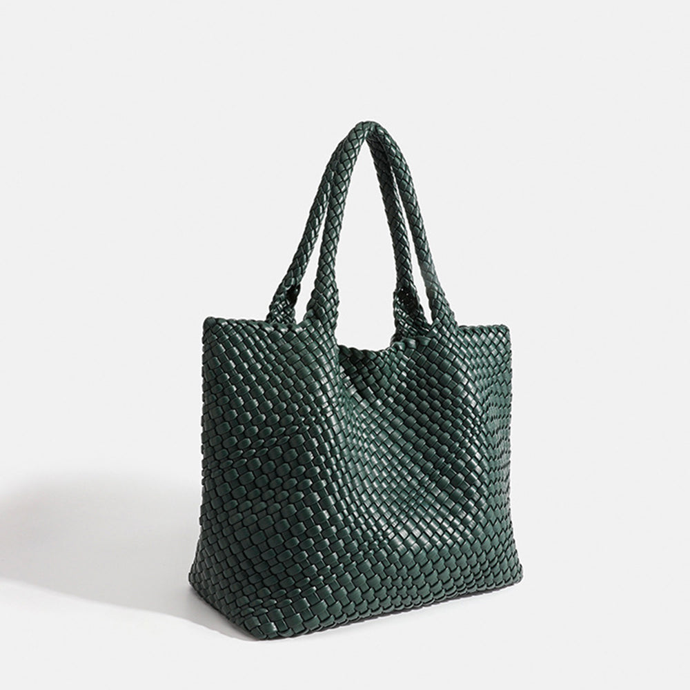 Flettet shopper-taske til kvinder med dobbelte håndtag
