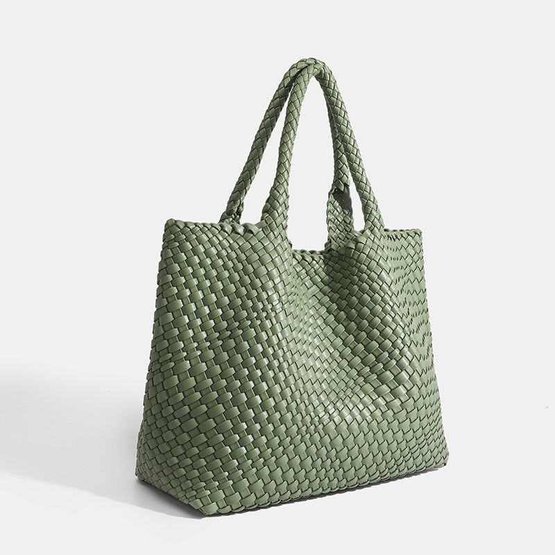 Flettet shopper-taske til kvinder med dobbelte håndtag