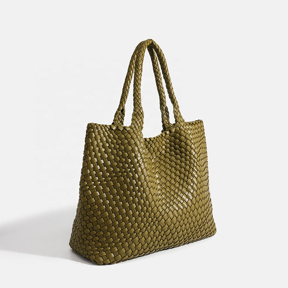 Flettet shopper-taske til kvinder med dobbelte håndtag