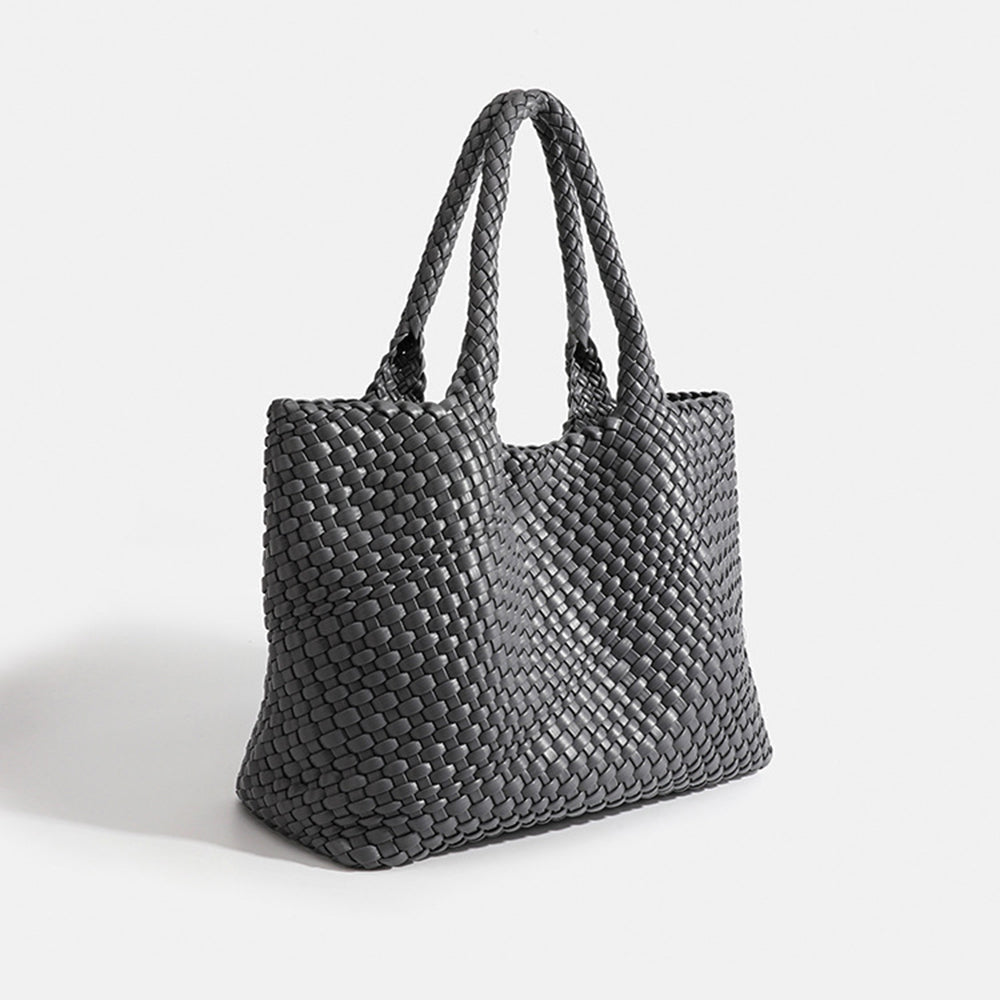 Flettet shopper-taske til kvinder med dobbelte håndtag
